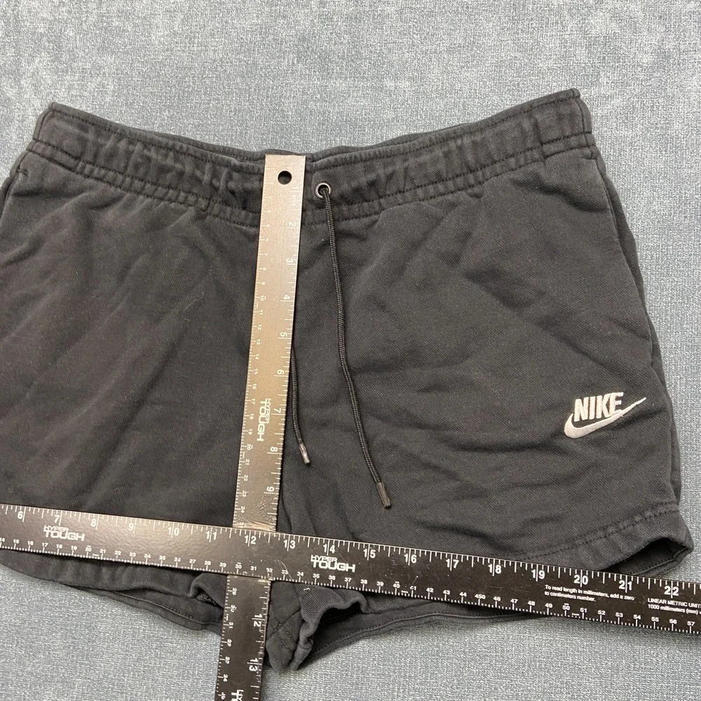 Nike Sweat Shorts Womens Medium Black Drawstring Waist Logo Running Sportswear